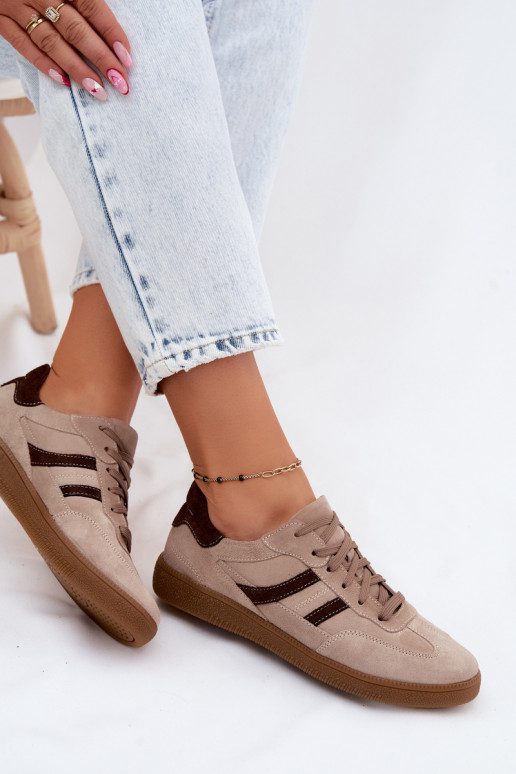 Pele de camurça À modalo de tênis Feminino Zazoo N1176S2 bege