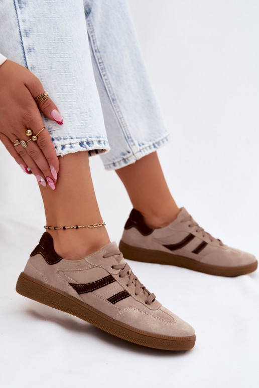 Pele de camurça À modalo de tênis Feminino Zazoo N1176S2 bege