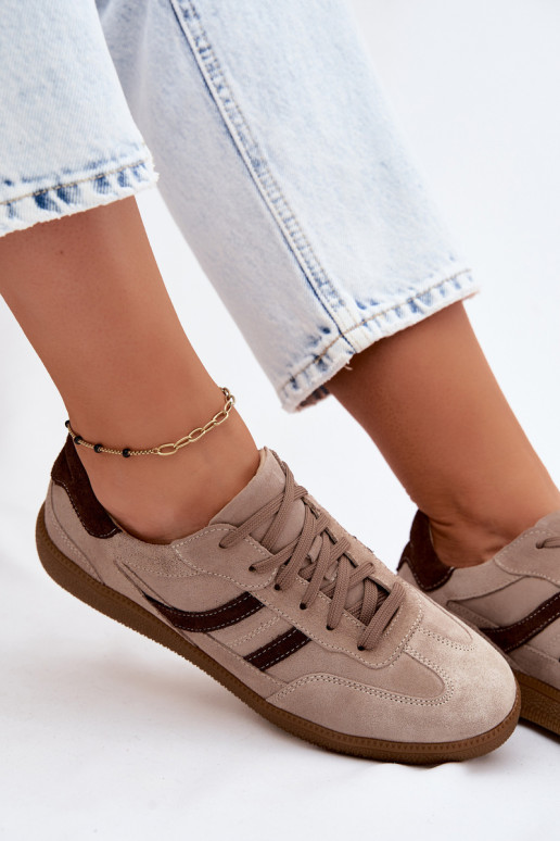 Pele de camurça À modalo de tênis Feminino Zazoo N1176S2 bege