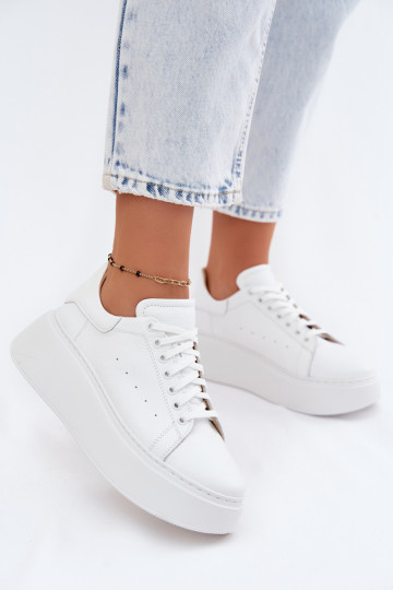 Pele À modalo de tênis Feminino com uma plataforma Zazoo N408S2 cor branca