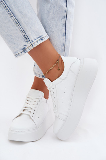 Pele À modalo de tênis Feminino com uma plataforma Zazoo N408S2 cor branca 2