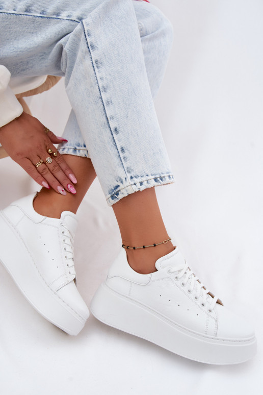 Pele À modalo de tênis Feminino com uma plataforma Zazoo N408S2 cor branca