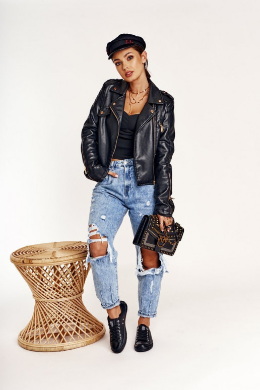 Tênis femininos de couro Big Star cor preta V274871