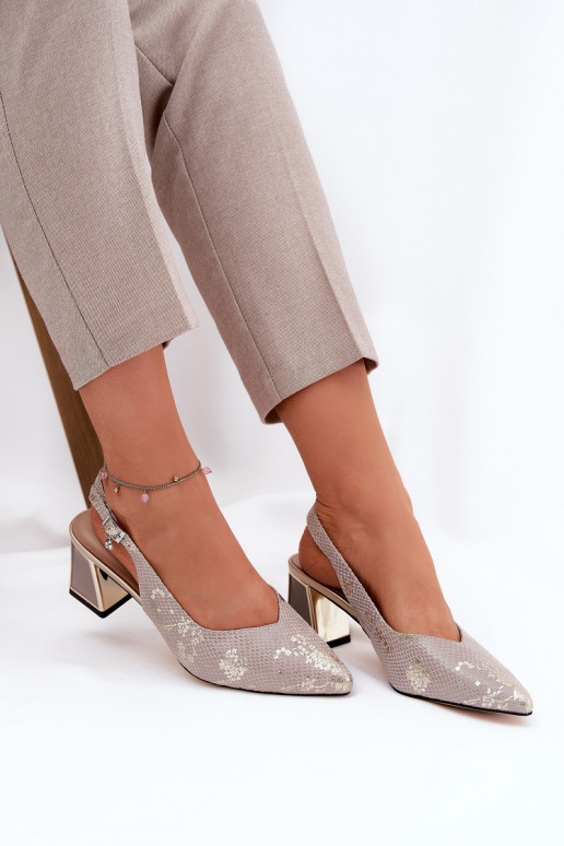 Pele Sandálias femininas de salto alto Ze Szpiczastymi Noskami Vinceza 66733 ouro-cor prata