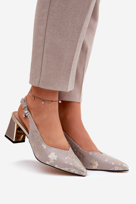 Pele Sandálias femininas de salto alto Ze Szpiczastymi Noskami Vinceza 66733 ouro-cor prata