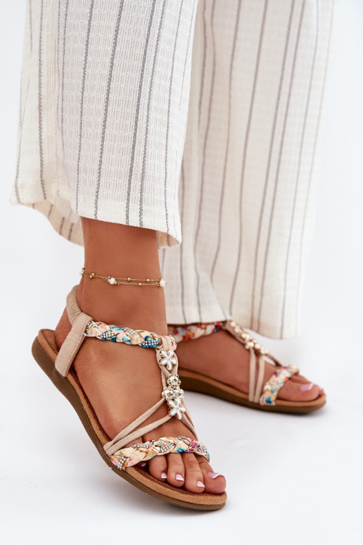 Sandálias femininasPrzypinkami I Plecionymi Paskami bege Nusoreth