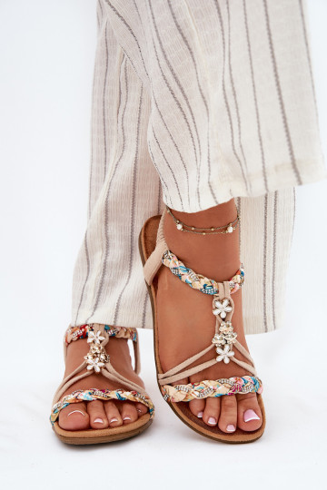 Sandálias femininasPrzypinkami I Plecionymi Paskami bege Nusoreth 2