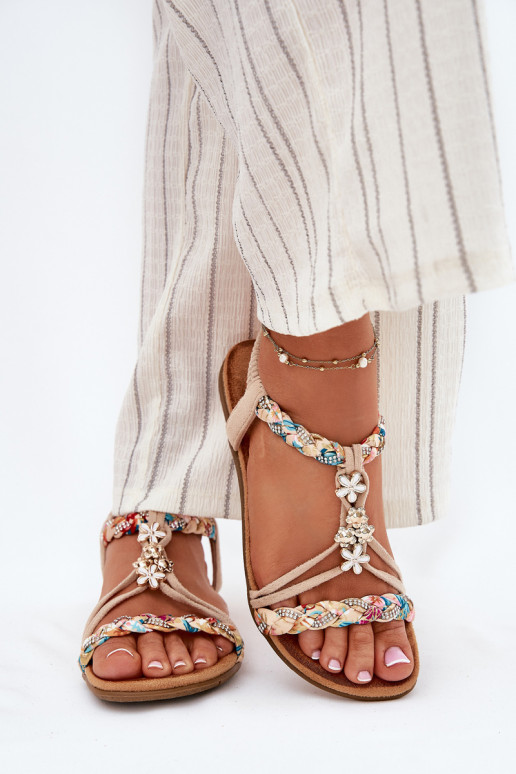 Sandálias femininasPrzypinkami I Plecionymi Paskami bege Nusoreth