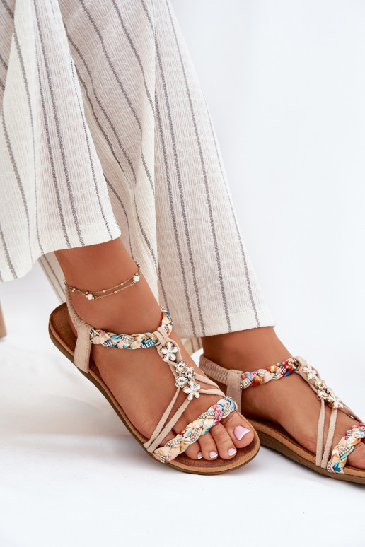 Sandálias femininasPrzypinkami I Plecionymi Paskami bege Nusoreth