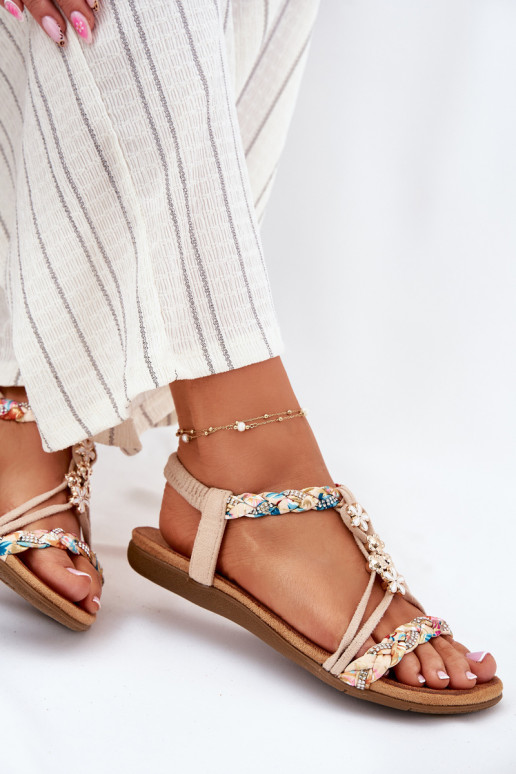 Sandálias femininasPrzypinkami I Plecionymi Paskami bege Nusoreth