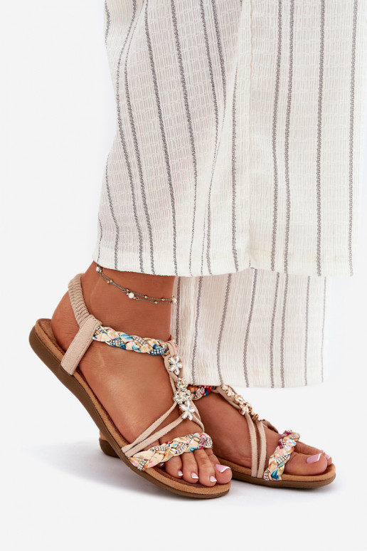 Sandálias femininasPrzypinkami I Plecionymi Paskami bege Nusoreth