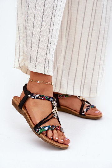 Sandálias femininas pretas com tiras Nusoreth 2