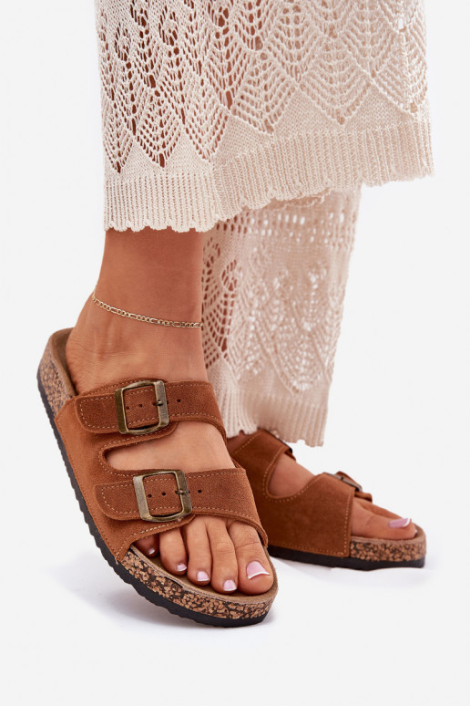 chinelos de camurça Com sola de cortiça com fivelas cor marrom Tavira