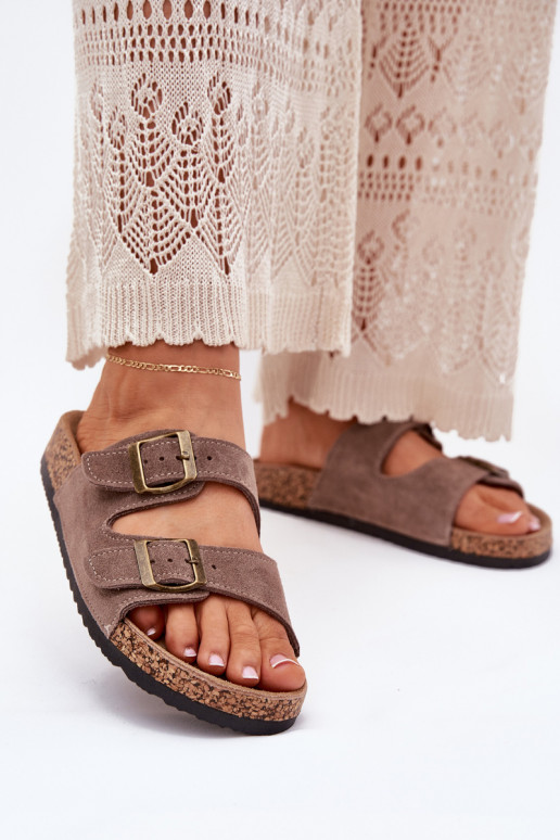 chinelos de camurça Com sola de cortiça com fivelas bege Tavira