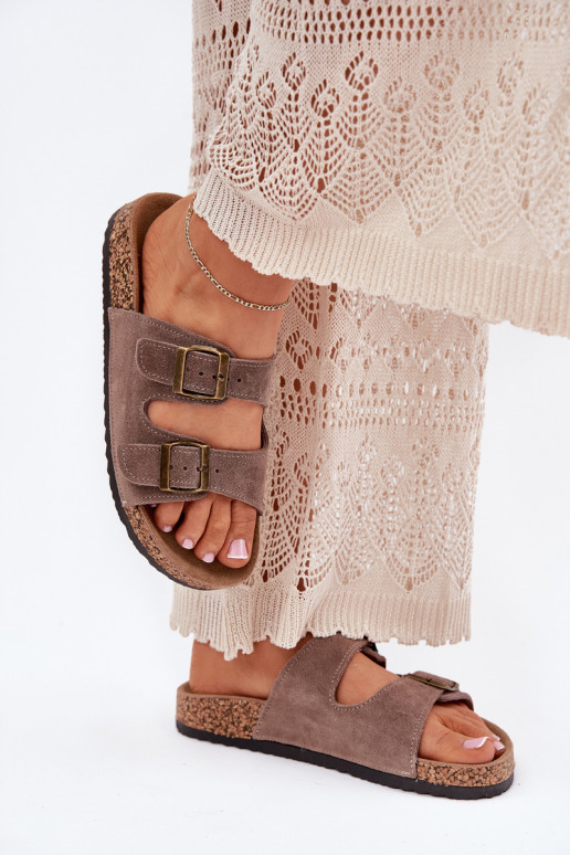 chinelos de camurça Com sola de cortiça com fivelas bege Tavira