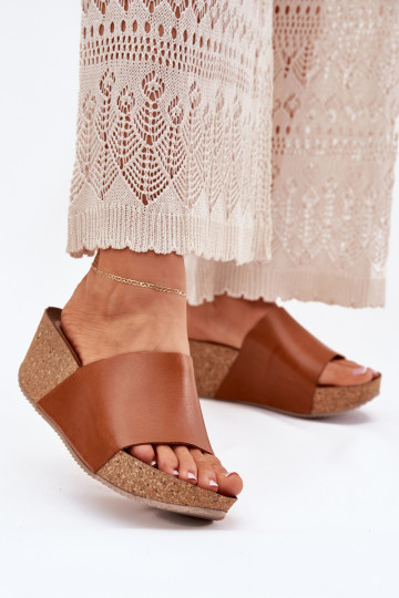 Zazoo 40291 Chinelos de couro Feminino Habilitado KorkoParaym Koturnie cor marrom 2