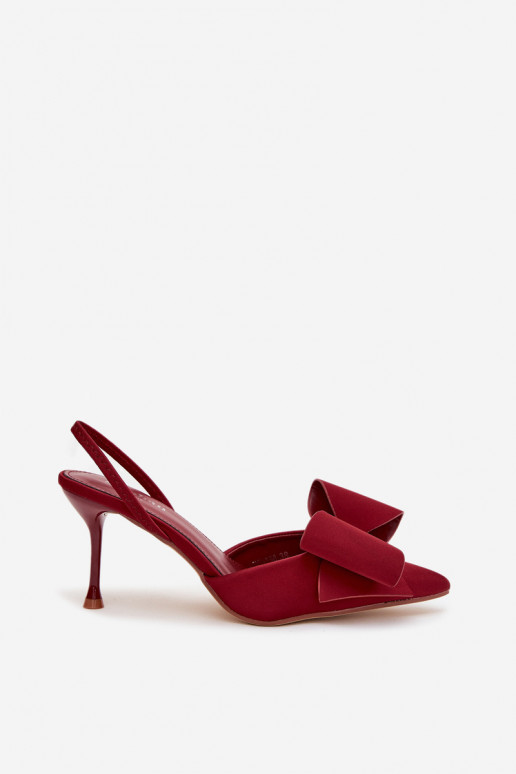 Sapatos de salto alto bordeaux com calcanhar aberto e laço Eklevia