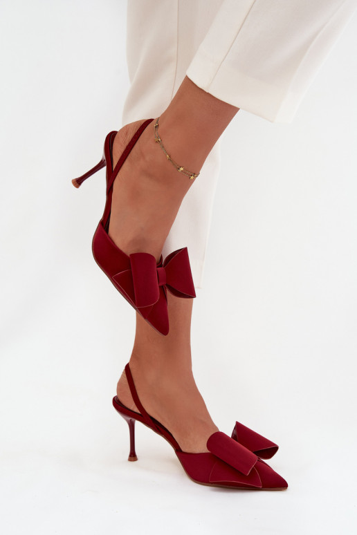 Sapatos de salto alto bordeaux com calcanhar aberto e laço Eklevia