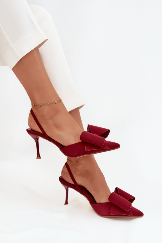 Sapatos de salto alto bordeaux com calcanhar aberto e laço Eklevia