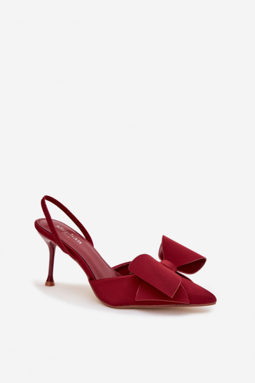Sapatos de salto alto bordeaux com calcanhar aberto e laço Eklevia