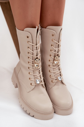 Botins de trabalho FemininoPrzypinkami ursinhos de pelúcia com corações bege Iravine