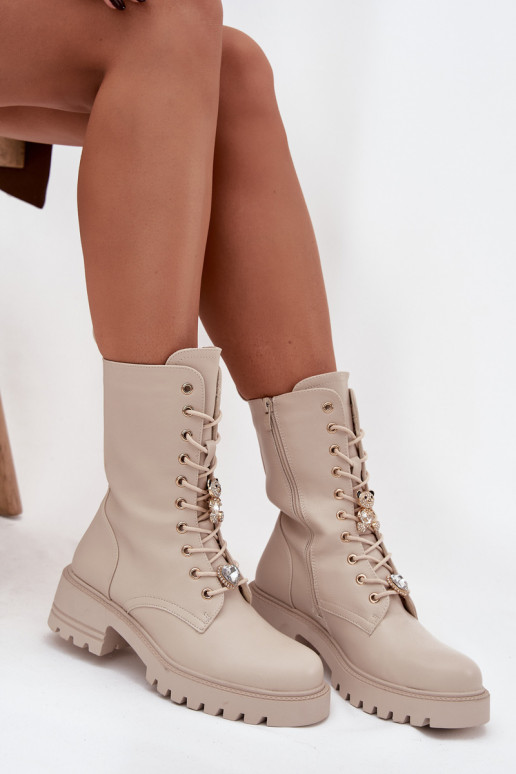 Botins de trabalho FemininoPrzypinkami ursinhos de pelúcia com corações bege Iravine