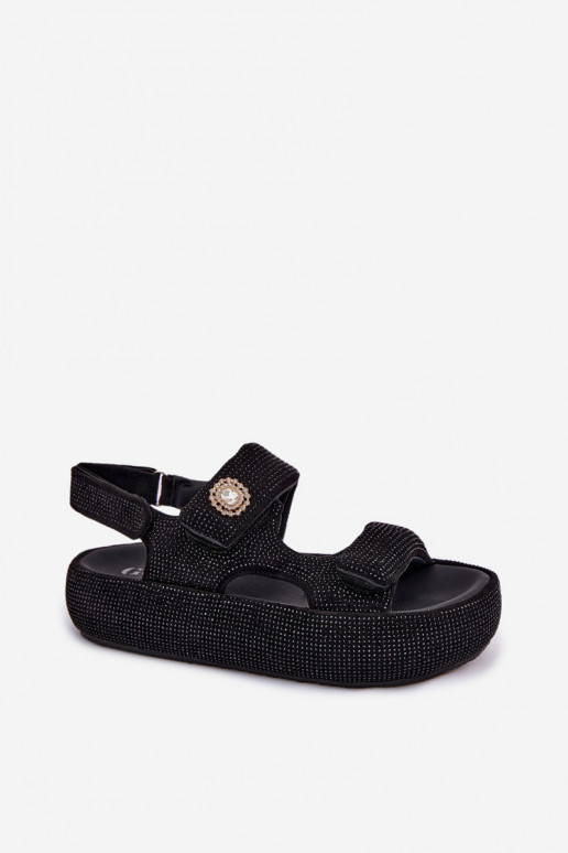 Decorado Sandálias femininas com uma plataforma GOE TT2N4102 cor preta