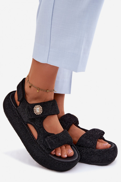 Decorado Sandálias femininas com uma plataforma GOE TT2N4102 cor preta