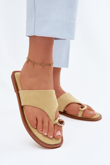 Chinelos femininos com detalhes decorativos amarelos Fedira 2