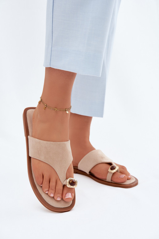 isósceles Chinelos Chinelos Feminino Com decorações Detalem bege Fedira