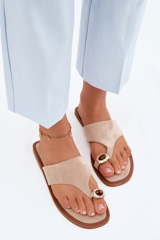 isósceles Chinelos Chinelos Feminino Com decorações Detalem bege Fedira