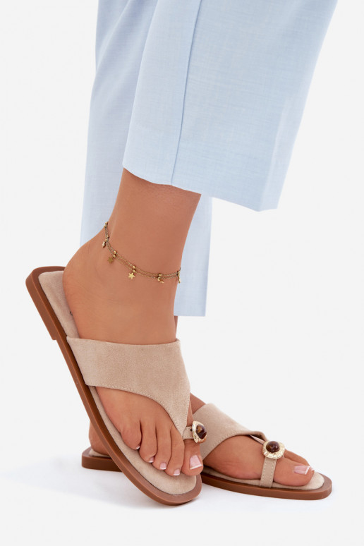 isósceles Chinelos Chinelos Feminino Com decorações Detalem bege Fedira