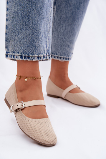 Bailarinas de tecido com alças I com fivelas bege Jelisa 2