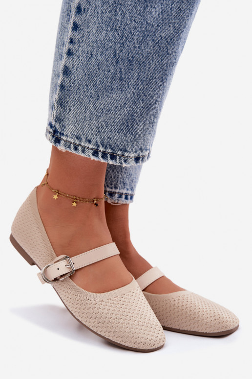 Bailarinas de tecido com alças I com fivelas bege Jelisa