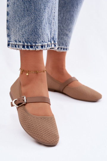 Bailarinas de tecido com alças I com fivelas cor cáqui Jelisa 2
