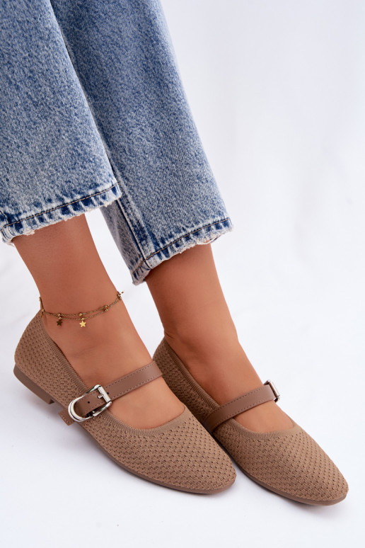 Bailarinas de tecido com alças I com fivelas cor cáqui Jelisa