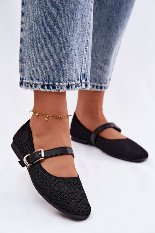 Bailarinas de tecido com alças I com fivelas cor preta Jelisa