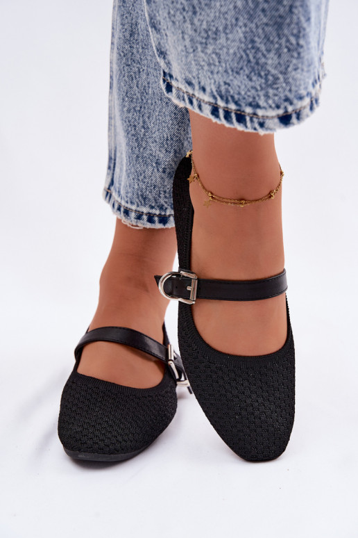 Bailarinas de tecido com alças I com fivelas cor preta Jelisa