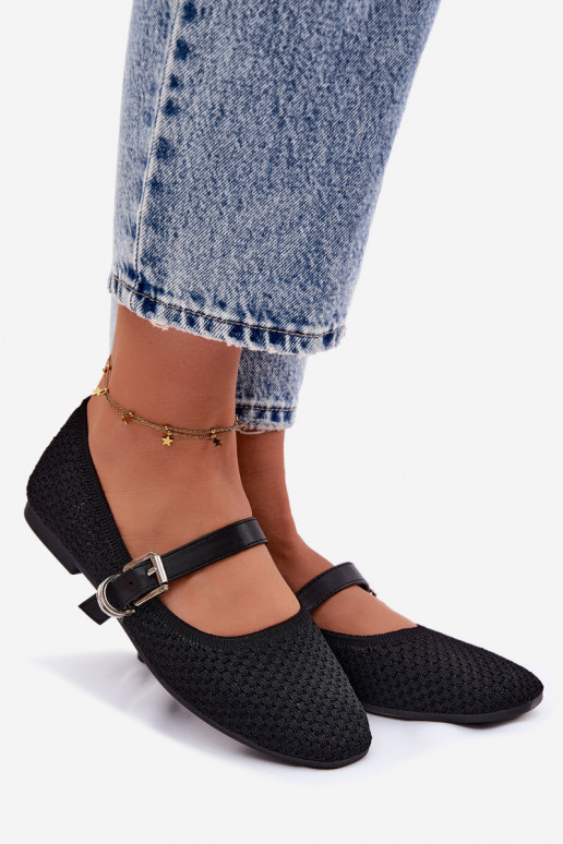 Bailarinas de tecido com alças I com fivelas cor preta Jelisa