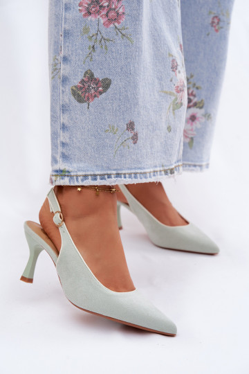 Sandálias femininas com salto finoLamóParaką cor menta Relmira 2