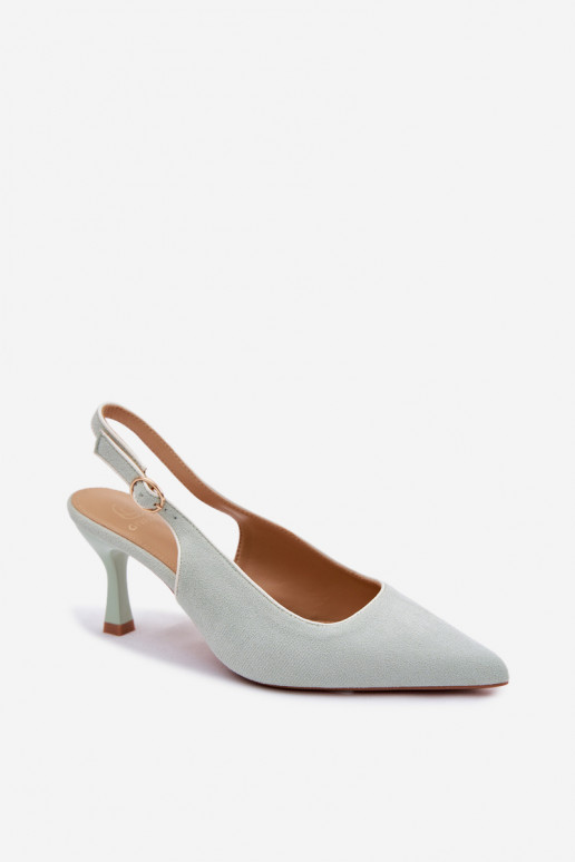 Sandálias femininas com salto finoLamóParaką cor menta Relmira