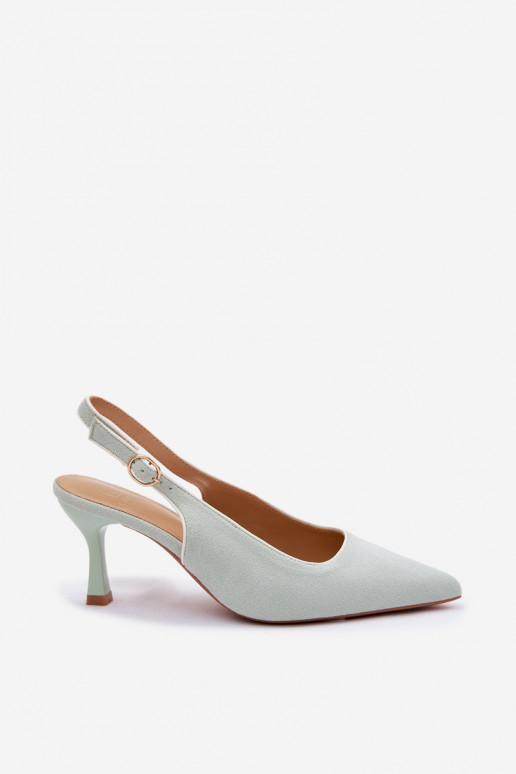 Sandálias femininas com salto finoLamóParaką cor menta Relmira