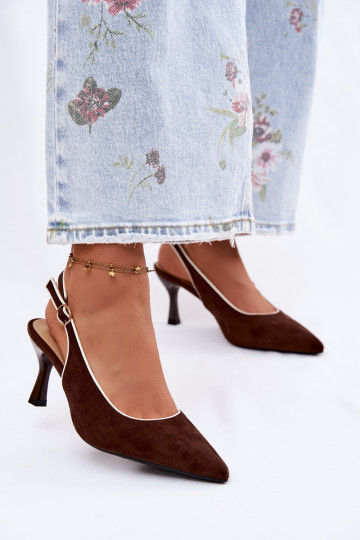 Sandálias femininas com salto finoLamóParaką CzekoladoParae Relmira 2