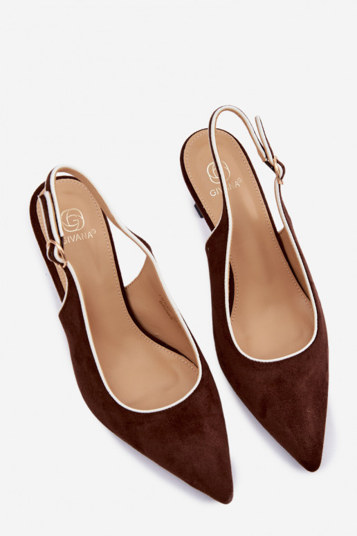 Sandálias femininas com salto finoLamóParaką CzekoladoParae Relmira