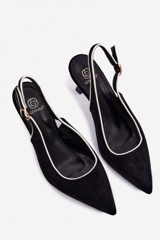 Sandálias femininas com salto finoLamóParaką cor preta Relmira