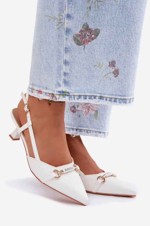 Sandálias femininas com salto Ze Szpiczastymi Noskami cor branca Felessa