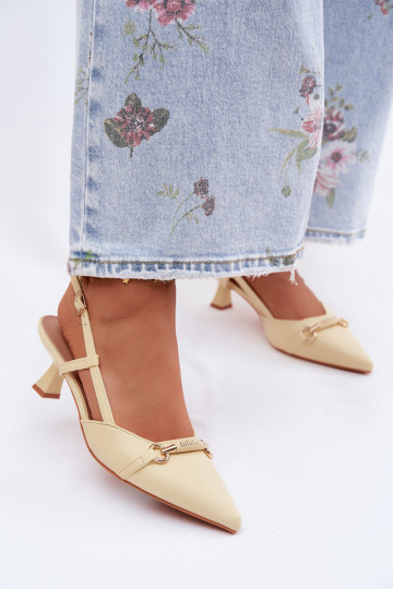 Sandálias femininas com salto Ze Szpiczastymi Noskami cor amarela Felessa