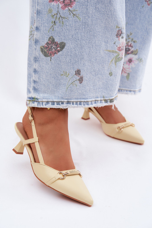 Sandálias femininas com salto Ze Szpiczastymi Noskami cor amarela Felessa