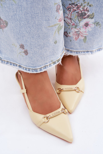 Sandálias femininas com salto Ze Szpiczastymi Noskami cor amarela Felessa 2