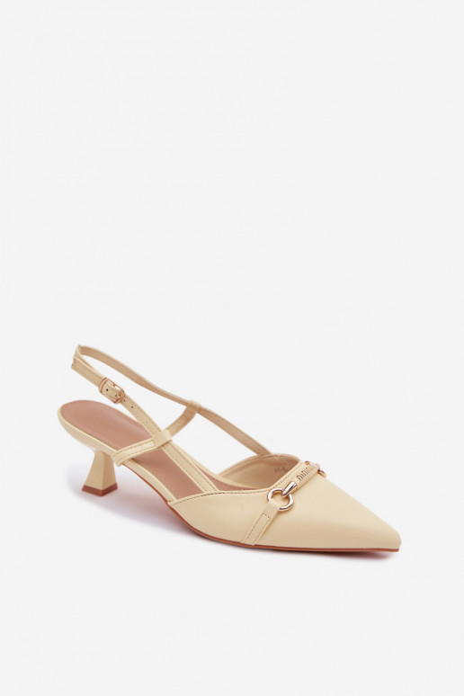 Sandálias femininas com salto Ze Szpiczastymi Noskami cor amarela Felessa